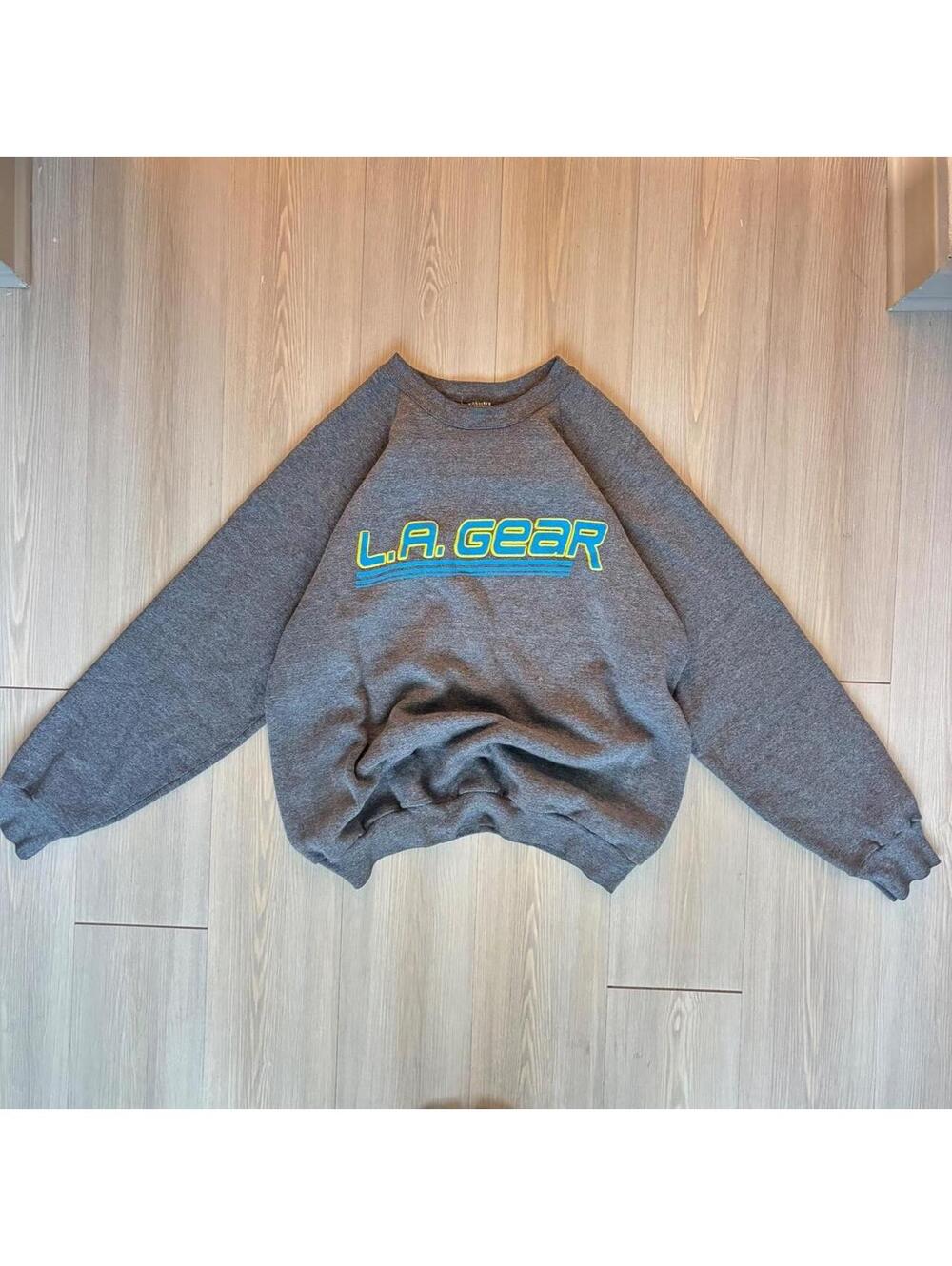 Vintage LA Gear Crewneck Sweatshirt Large Charcoal Gray Y2K Graphic Pullover